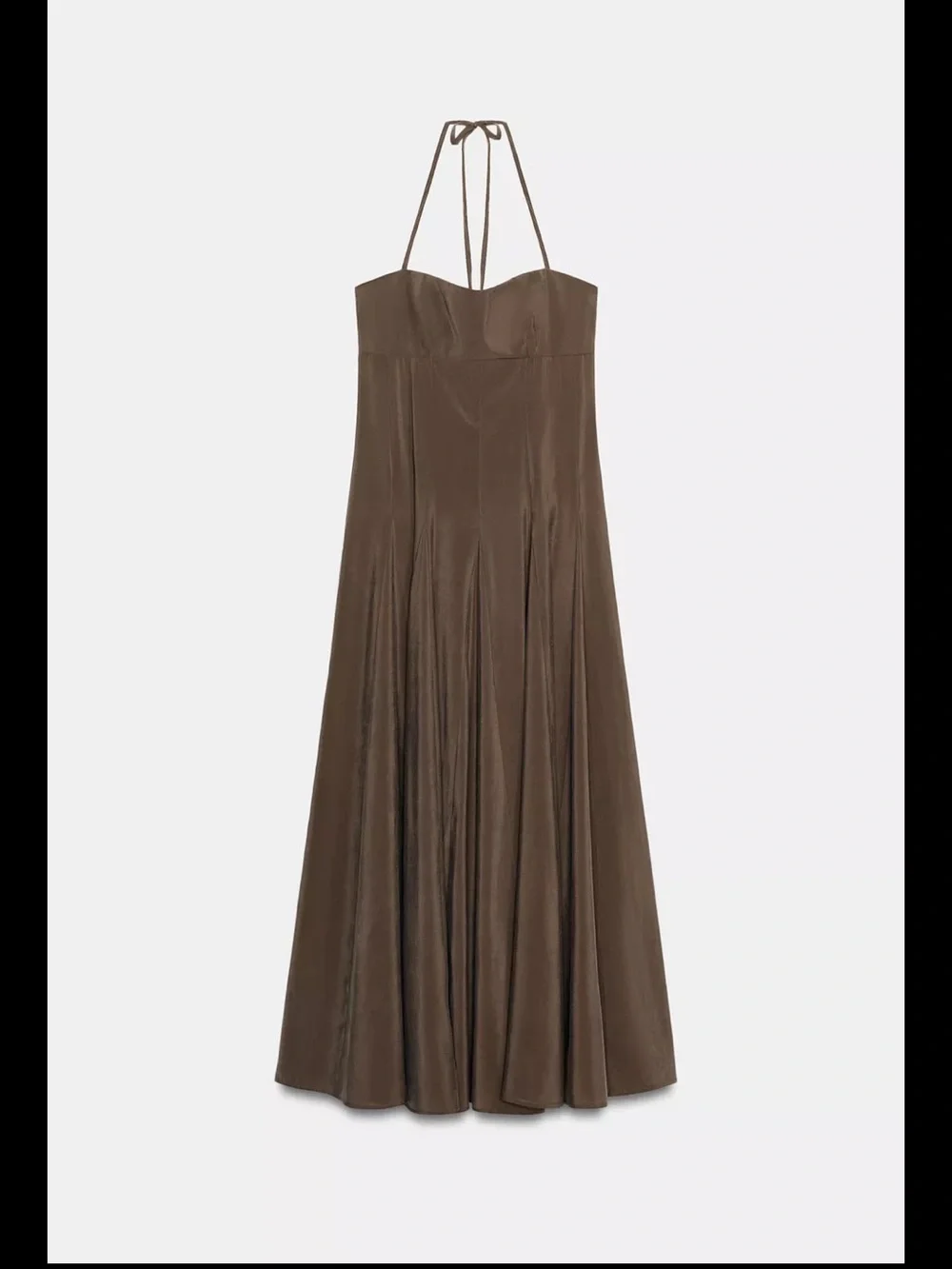 Zara Brown halter volume midi Dress - Picture 3 of 6